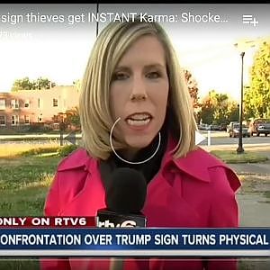 Trump yard sign thieves get Instant Karma shocked stabbed and chased off! #2 - YouTube