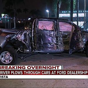 Driver plows through cars at Ford delearship in Vista - YouTube